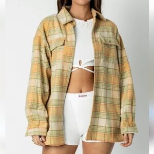 Princess Polly Wool Blend Flannel Shirt Jacket Shacket  sz4  BinS